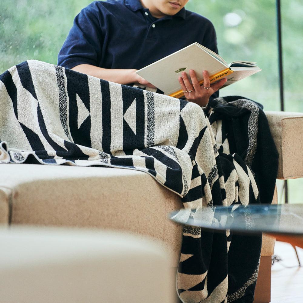 Anonymous Ism Large - Native Motif Cotton Pile Blanket - Black Home-Basshu