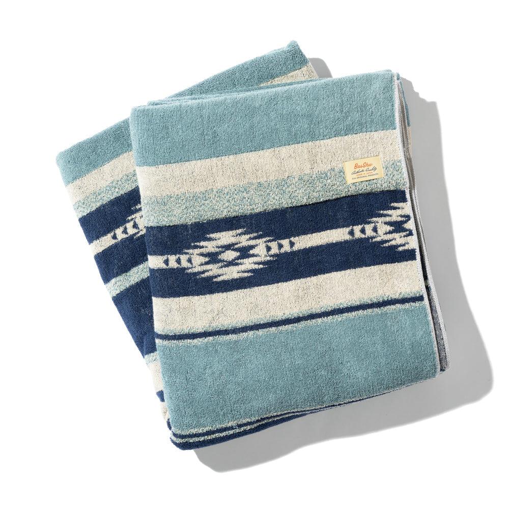 Anonymous Ism Large - Native Stripe Cotton Pile Blanket - Blue Home-Basshu