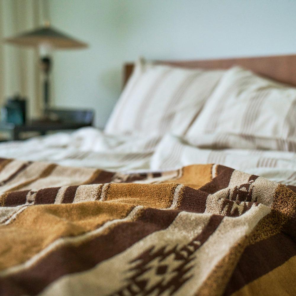 Anonymous Ism Large - Native Stripe Cotton Pile Blanket - Brown Home-Basshu