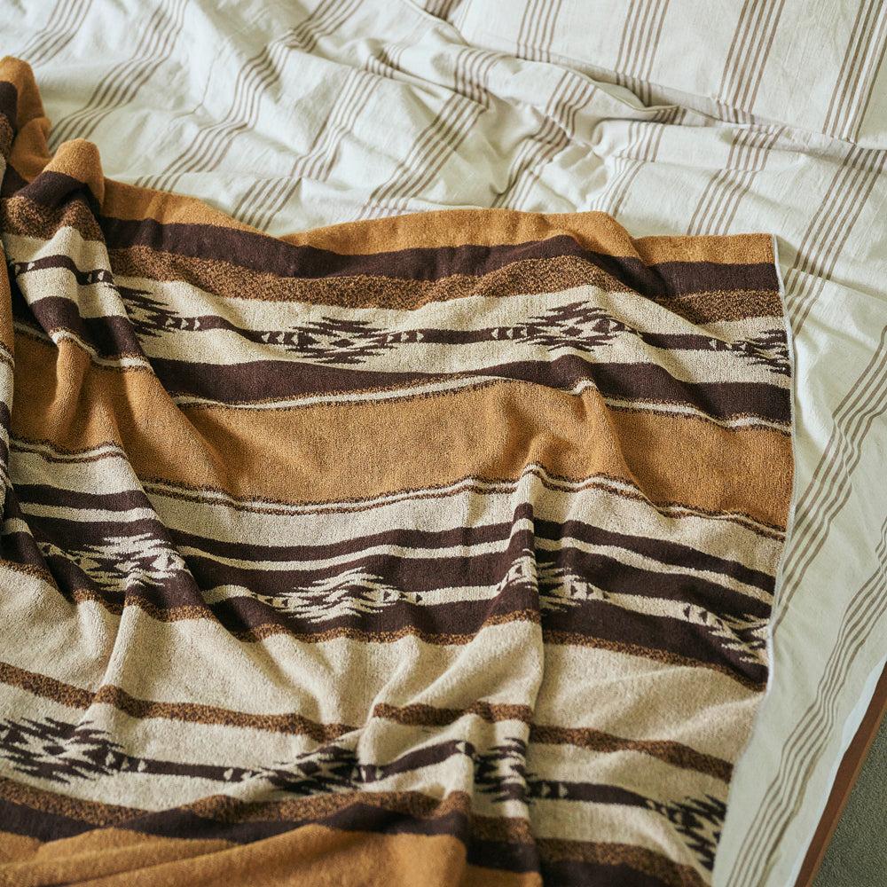 anonymous ism Large - Native Stripe Cotton Pile Blanket - Brown Home-Basshu