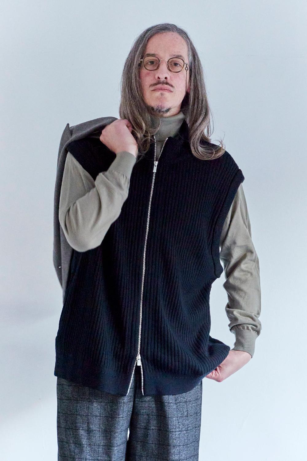 Anonymous Ism Mizore Drivers Knit Vest YASHIKI Black