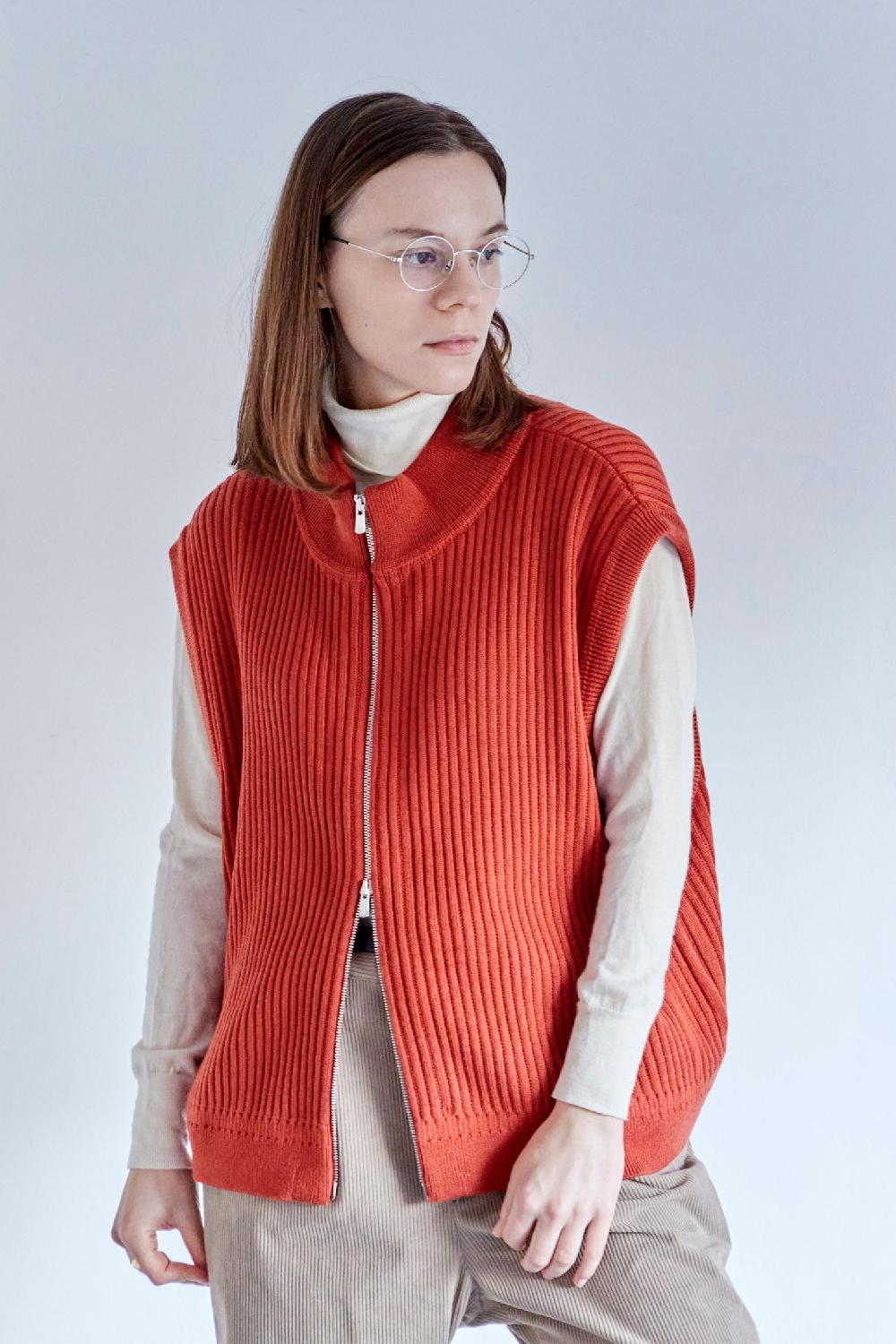 Anonymous Ism Mizore Drivers Knit Vest YASHIKI Orange