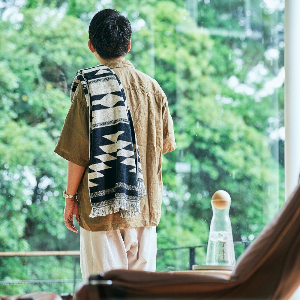 Anonymous Ism Native Motif Cotton Pile Blanket - Black Home-Basshu