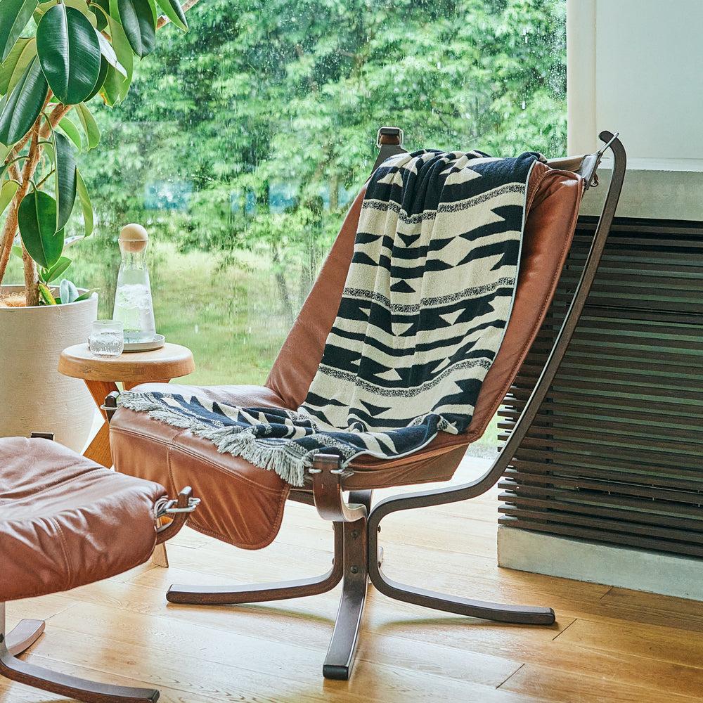 Anonymous Ism Native Motif Cotton Pile Blanket - Black Home-Basshu