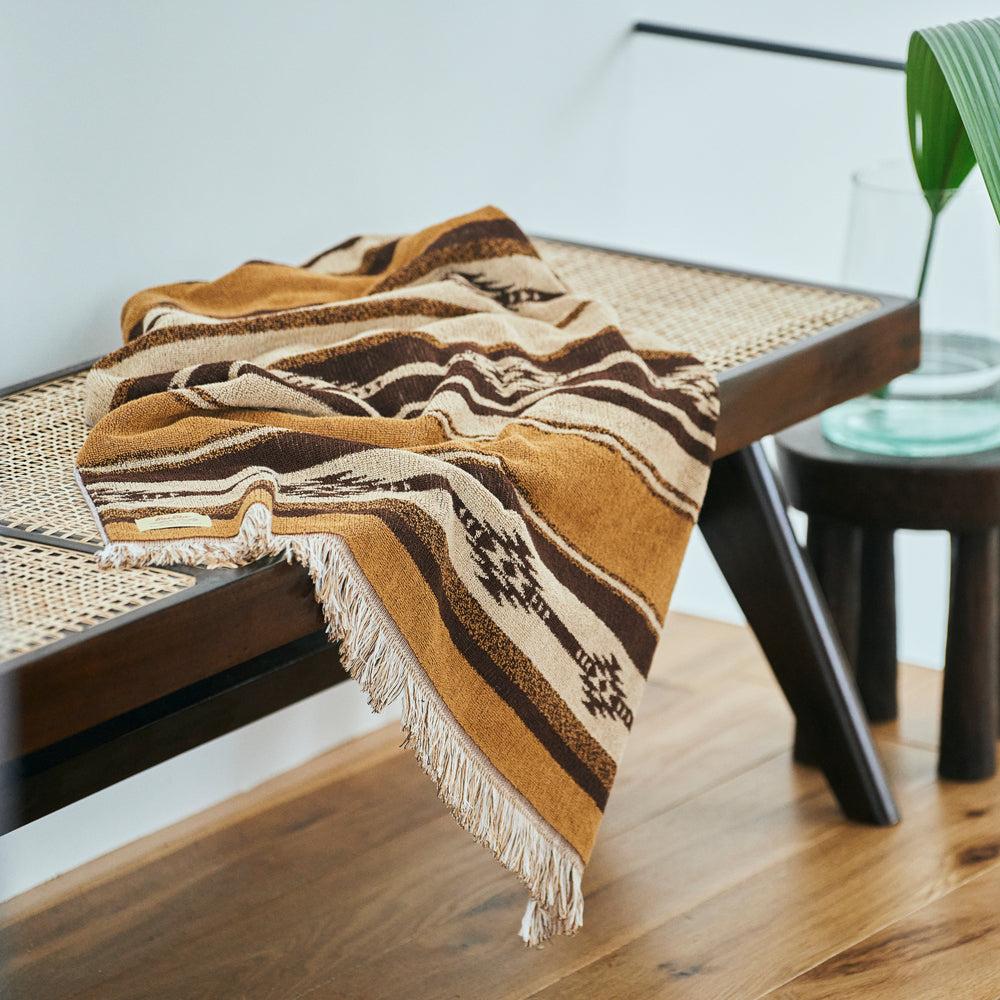Anonymous Ism Native Motif Cotton Pile Blanket - Brown Home-Basshu