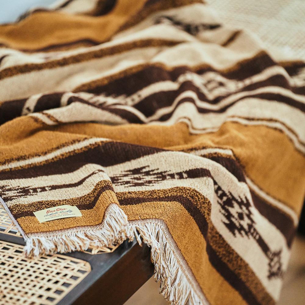 Anonymous Ism Native Motif Cotton Pile Blanket - Brown Home-Basshu