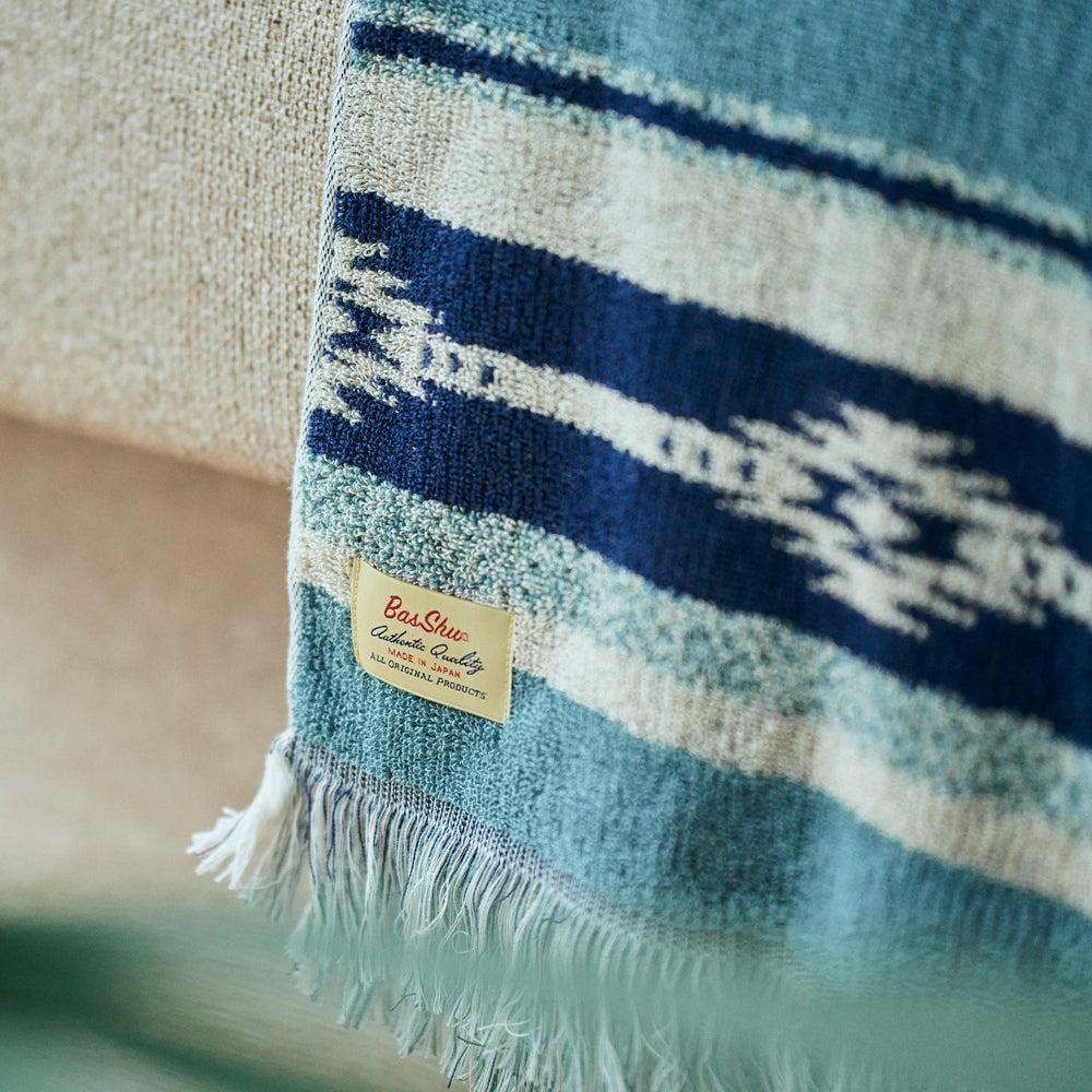 Anonymous Ism Native Stripe Cotton Pile Blanket - Blue Home-Basshu