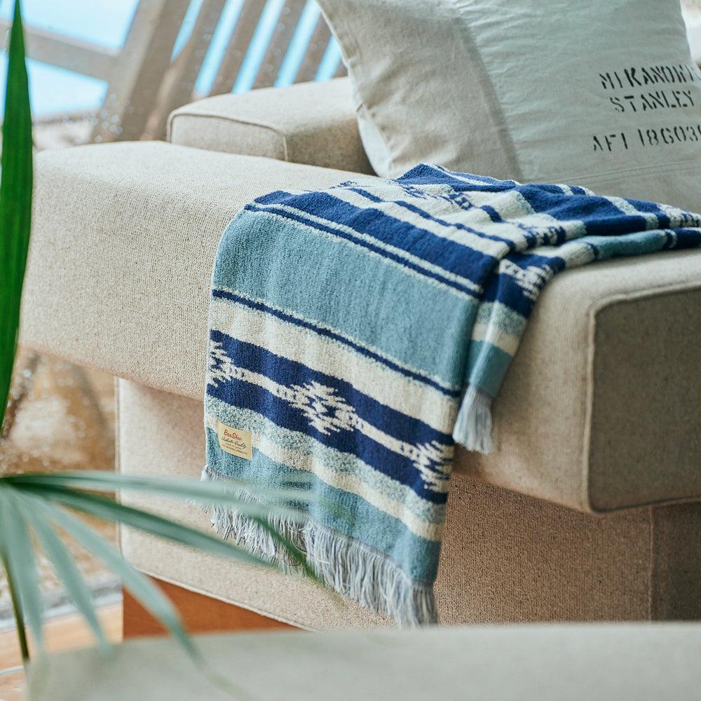 anonymous ism Native Stripe Cotton Pile Blanket - Blue Home-Basshu