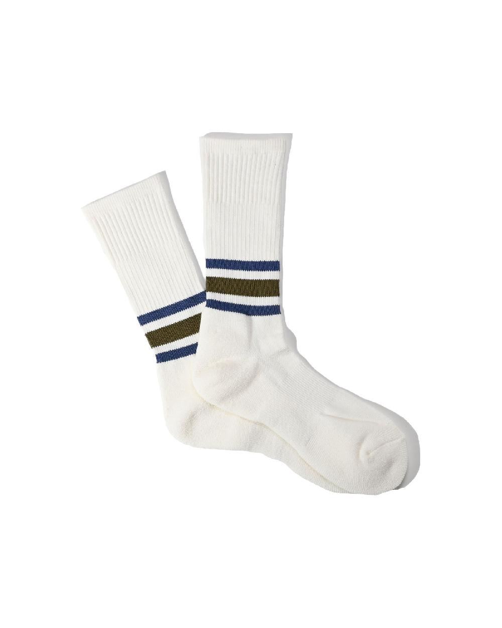 anonymous ism OC ankle line pile crew Socks White-Blue x Olive