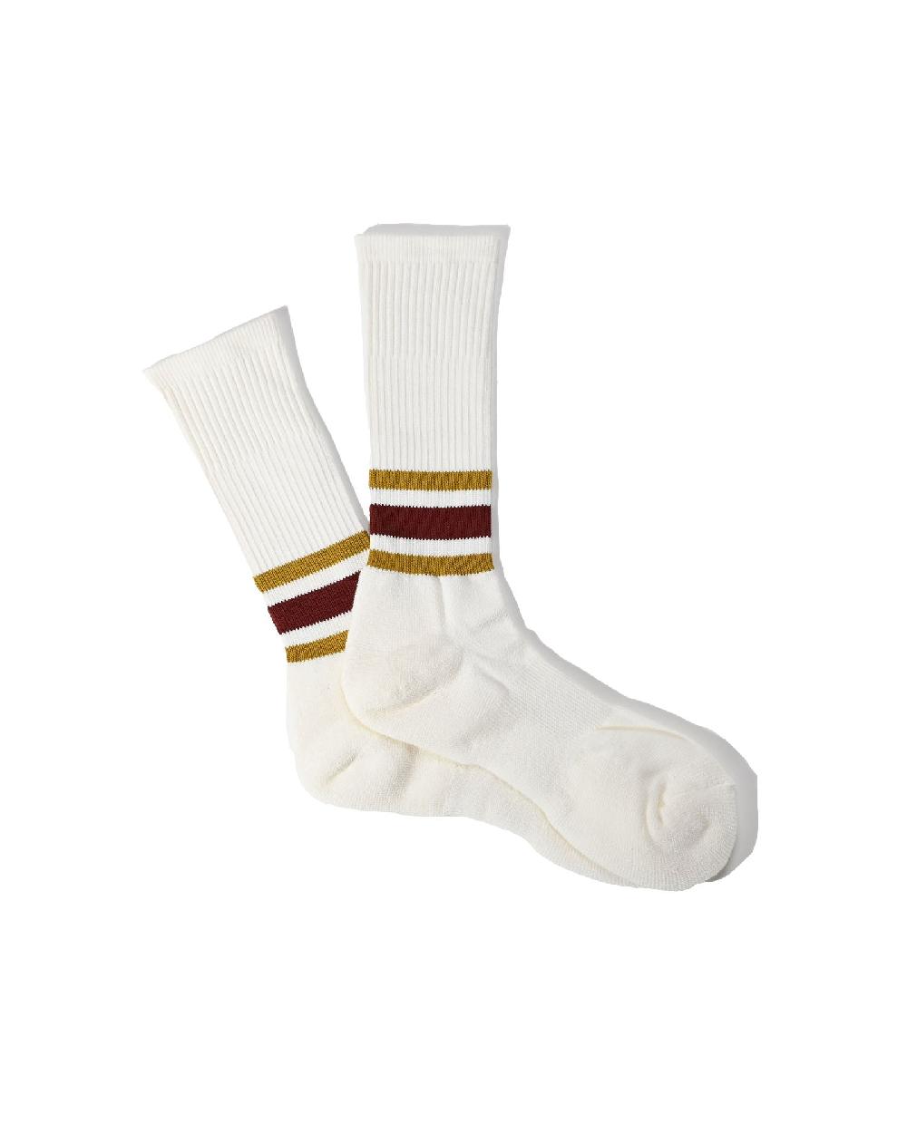anonymous ism OC ankle line pile crew Socks White - Mustard x Wine