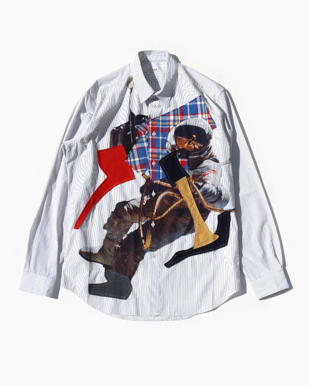 anonymous ism Patched Work and Printed Shirt KHOKI White