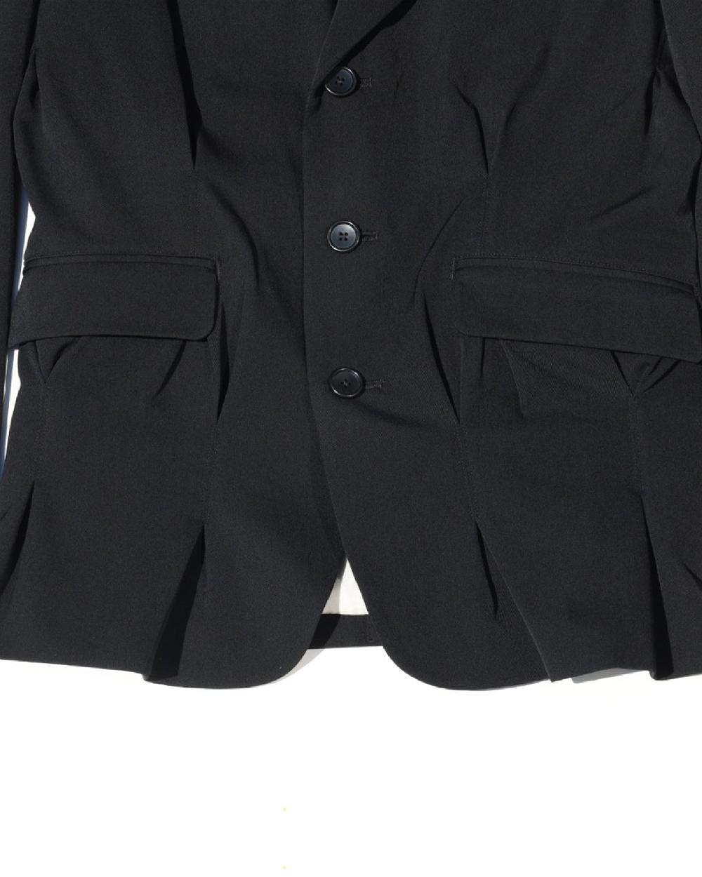 Anonymous Ism Pleat-detail Single-Breasted Jacket KHOKI Black