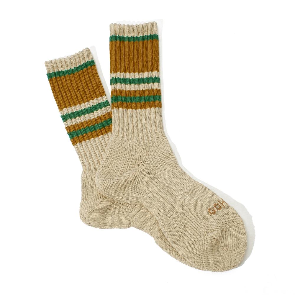anonymous ism Random Stripes Hemp Crew Socks Socks Brown