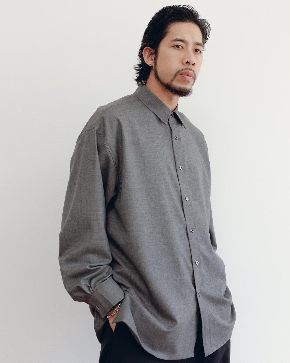 Anonymous Ism Signature Shirt - Super100's Wool - Grey Anonymous Ism Apparel