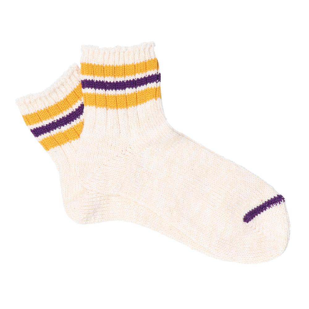 anonymous ism Stripes short slub socks Socks Ivory x YEL x PUR