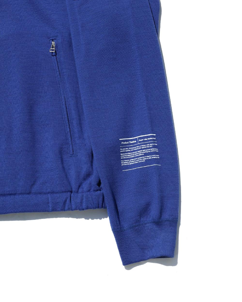 Anonymous Ism Super 140s Merino Wool Zip Up Sweat P12 Blue