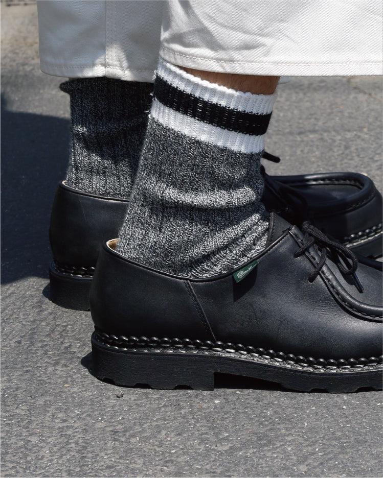 Anonymous Ism Tuck Cuff Stripe Half Socks Black Melange
