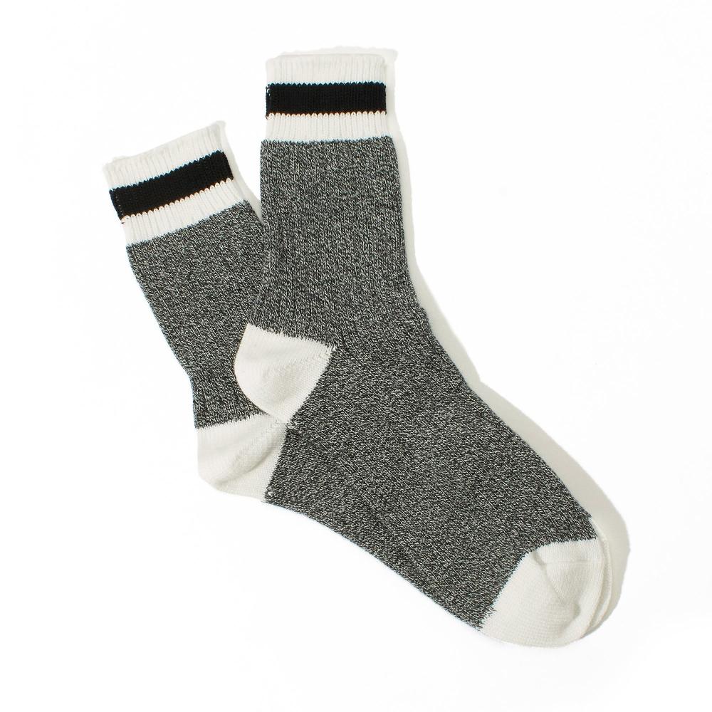 anonymous ism Tuck Cuff Stripe Half Socks Black Melange