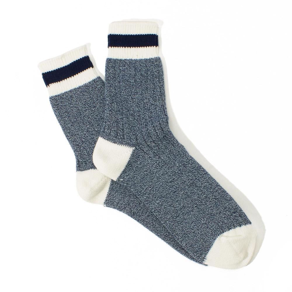 anonymous ism Tuck Cuff Stripe Half Socks Navy Melange