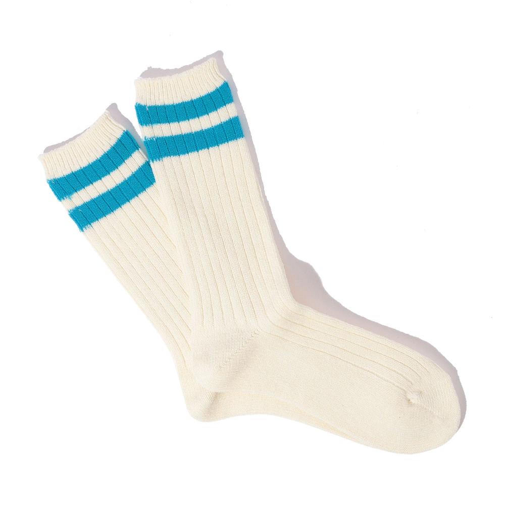 anonymous ism Wool Cashmere Neon Stripes Crew Socks Off white
