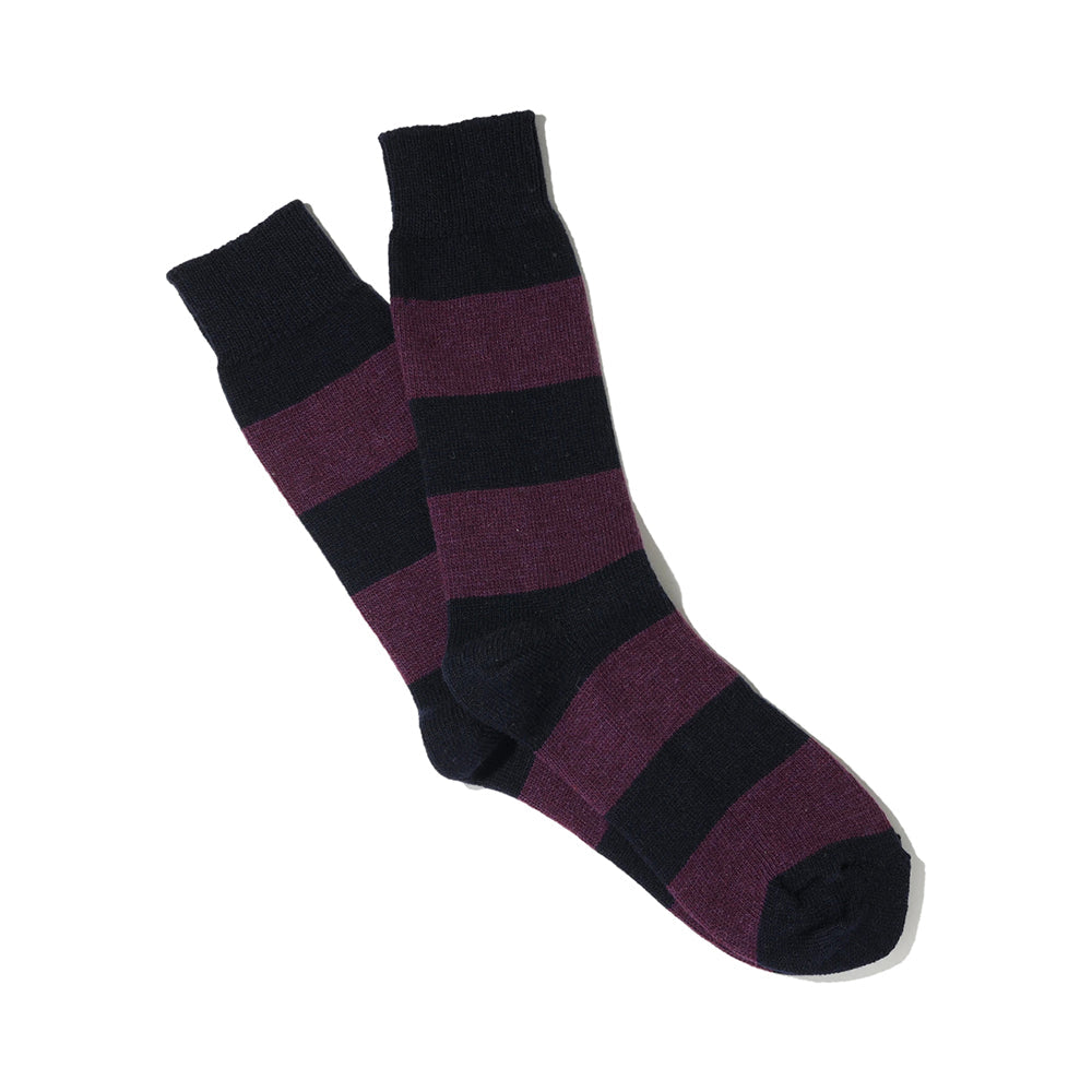 anonymous ism Wool Cashmere Stripes Crew Socks Navy