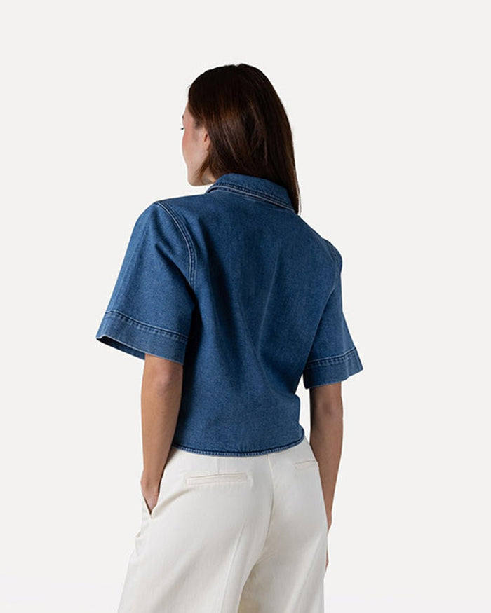 Another Label Bois Denim Shirt Mid Blue Denim