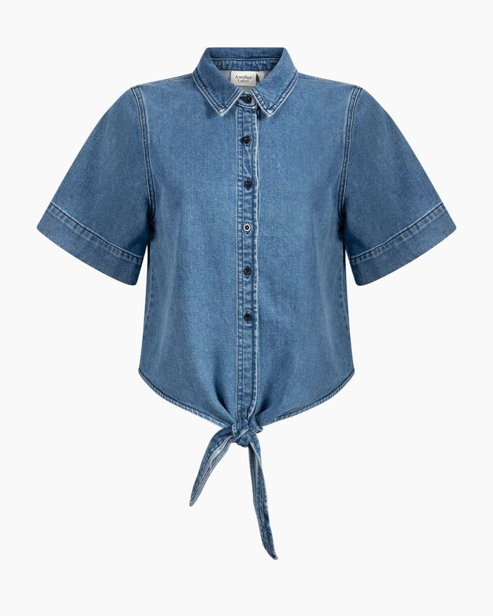 Another Label Bois Denim Shirt Mid Blue Denim