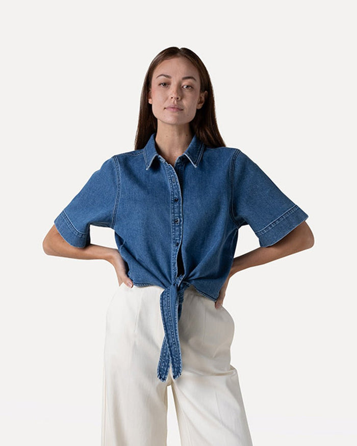 another label Bois denim shirt Mid blue denim