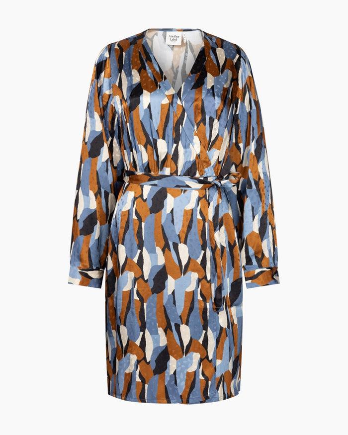 Another Label Claudia Dress Blue Horizon Charcoal