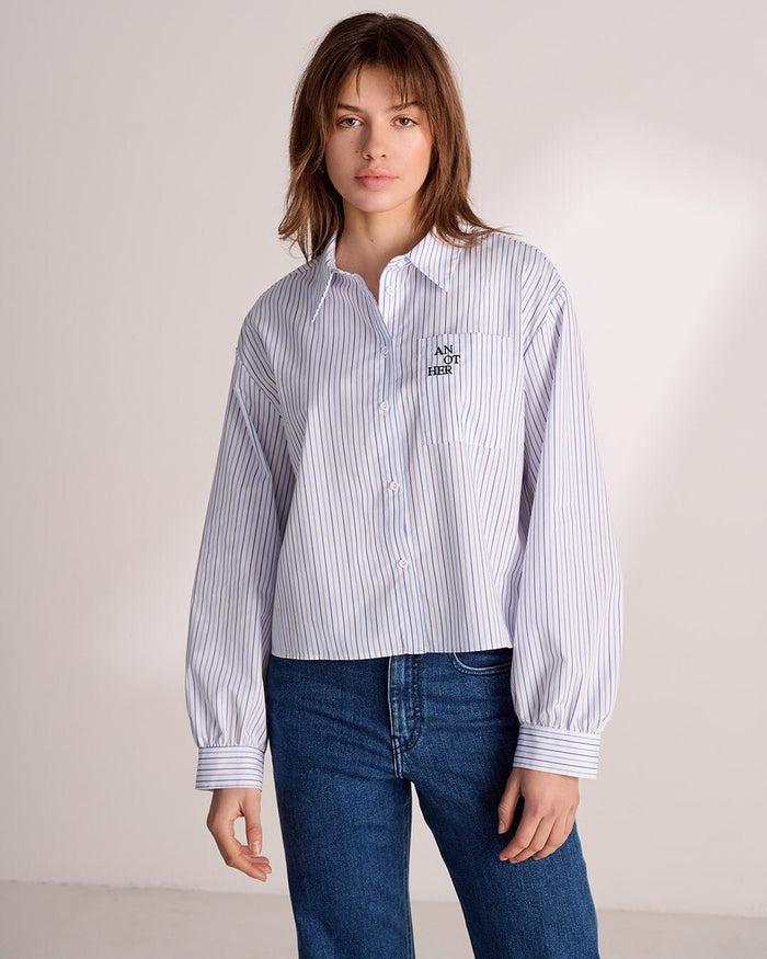 Another Label Diega Shirt Blue White Stripe