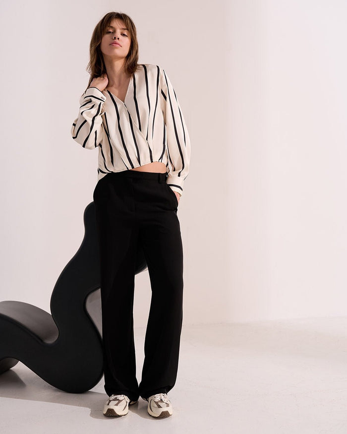 Another Label Elisa Top Black White Stripe