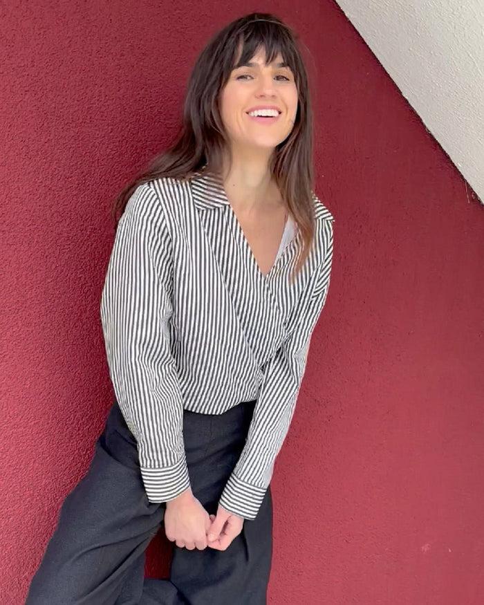 another label Elsie top Black white stripe