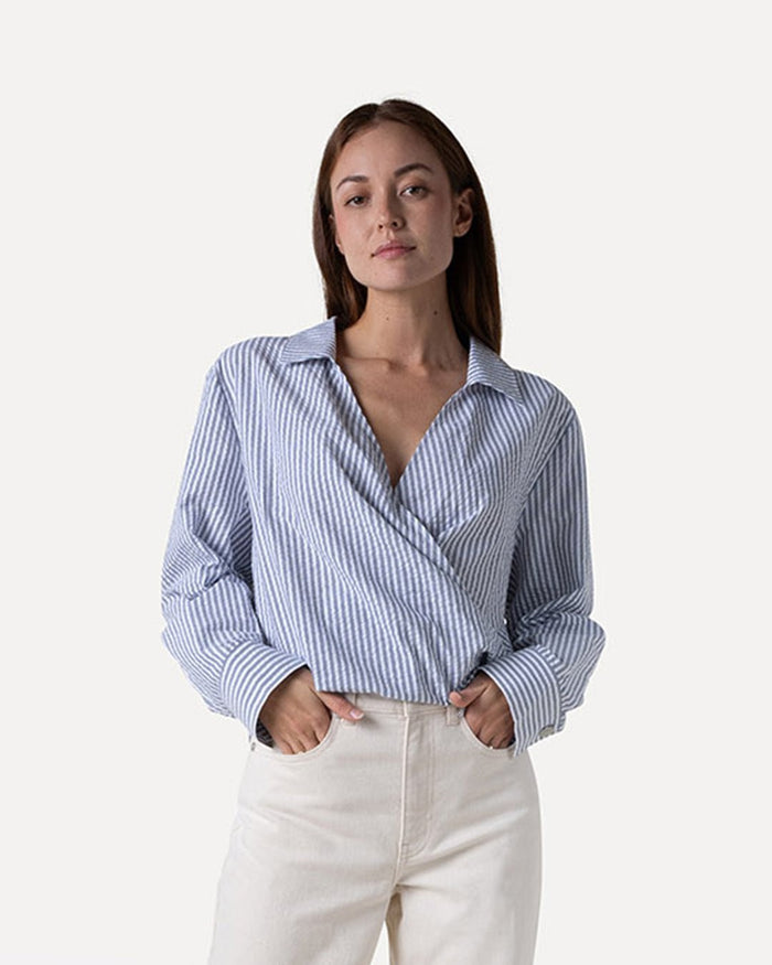 Another Label Elsie Top Blue White Stripe