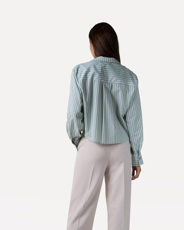 Another Label Elsie Top Jadeite/offwhite Stripe