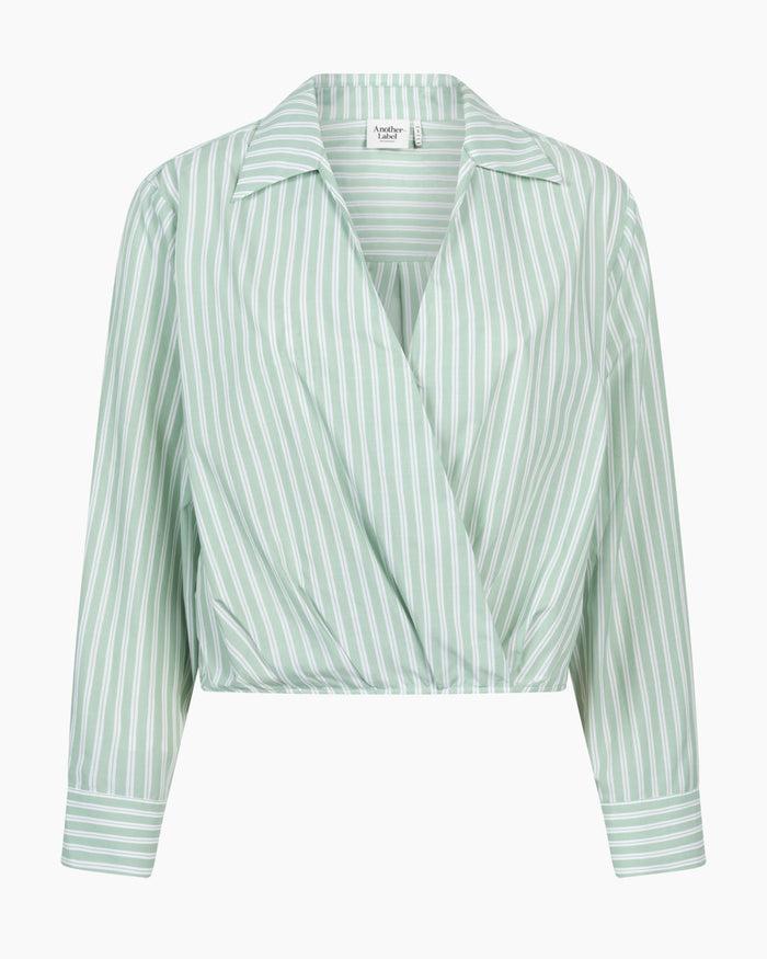 Another Label Elsie Top Jadeite/offwhite Stripe