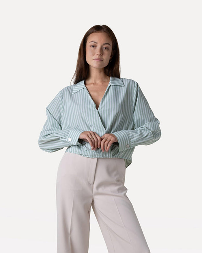 another label Elsie top Jadeite/offwhite stripe