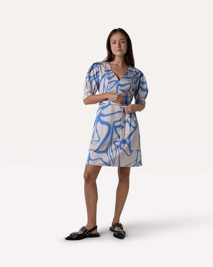Another Label Florance Dress Graphic Blue