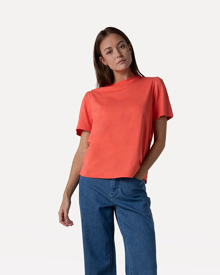 Another Label Gaure T-shirt Hot Coral
