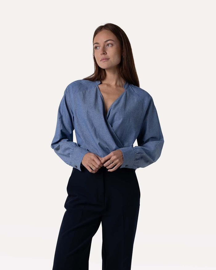 another label Grace top Chambray
