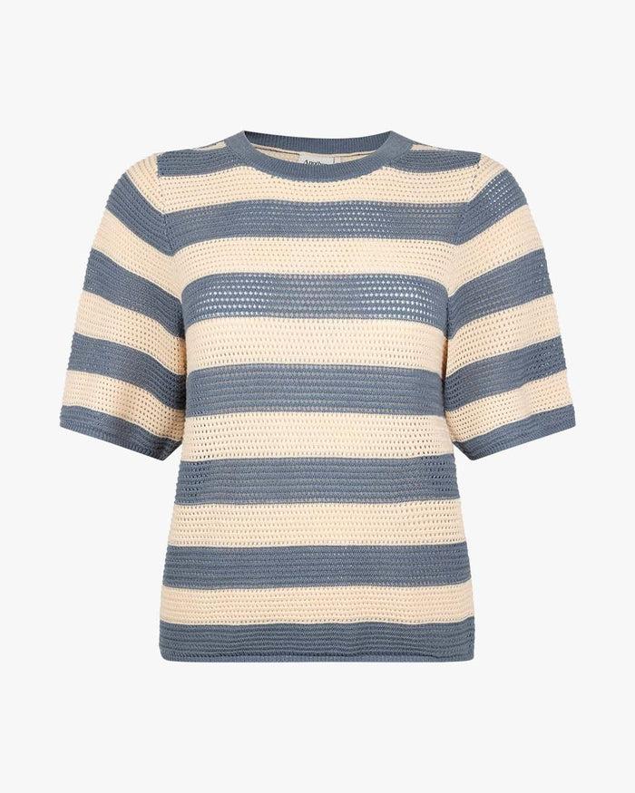 Another Label Ila Top Blue White Bold Stripe