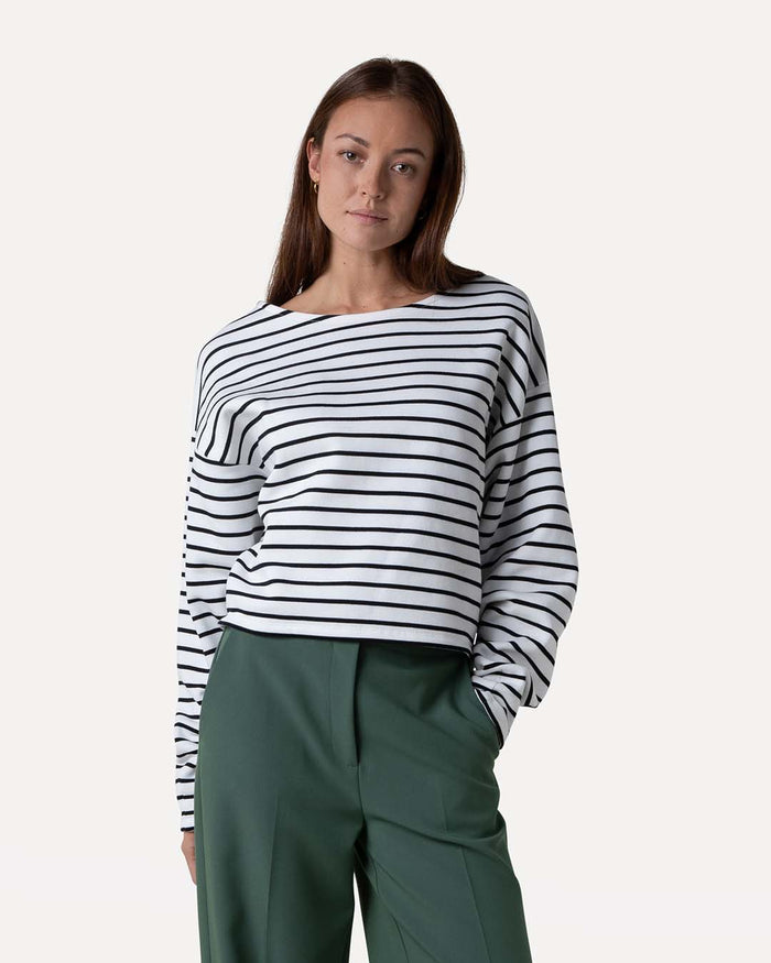 Another Label Joanne Sweat Black White Stripe