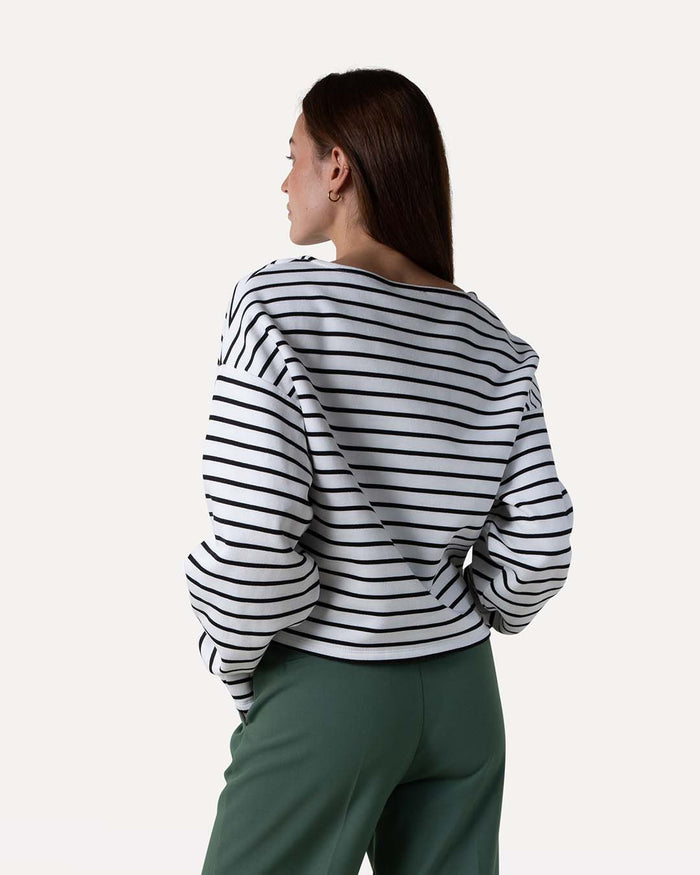 Another Label Joanne Sweat Black White Stripe