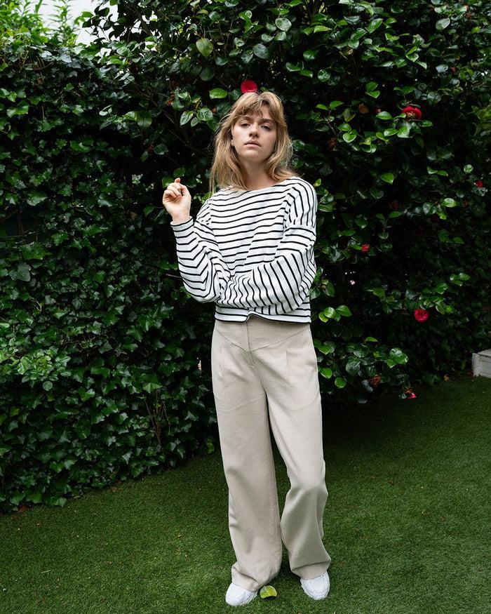 another label Joanne sweat Black white stripe