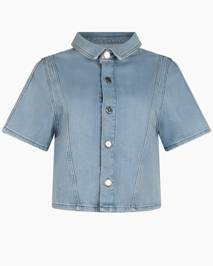 Another Label Jolene Denim Shirt Stone Denim Blue