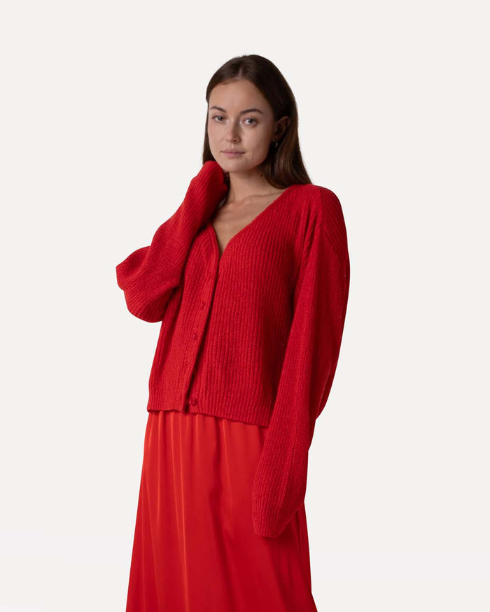 Another Label Loukie Knitted Cardigan Woodbine