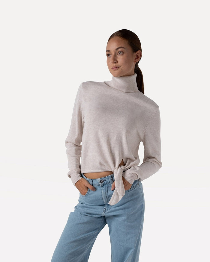 another label Miley knitted pull Egg white melee