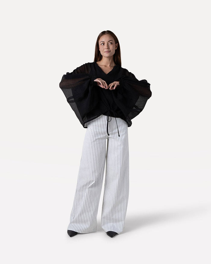 Another Label Moore Denim Wide Black White Stripe