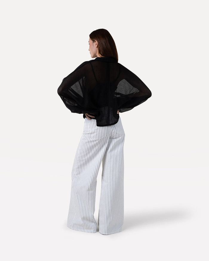 Another Label Moore Denim Wide Black White Stripe