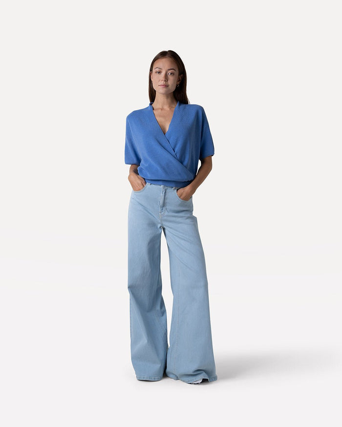 another label Moore denim wide Stone denim blue