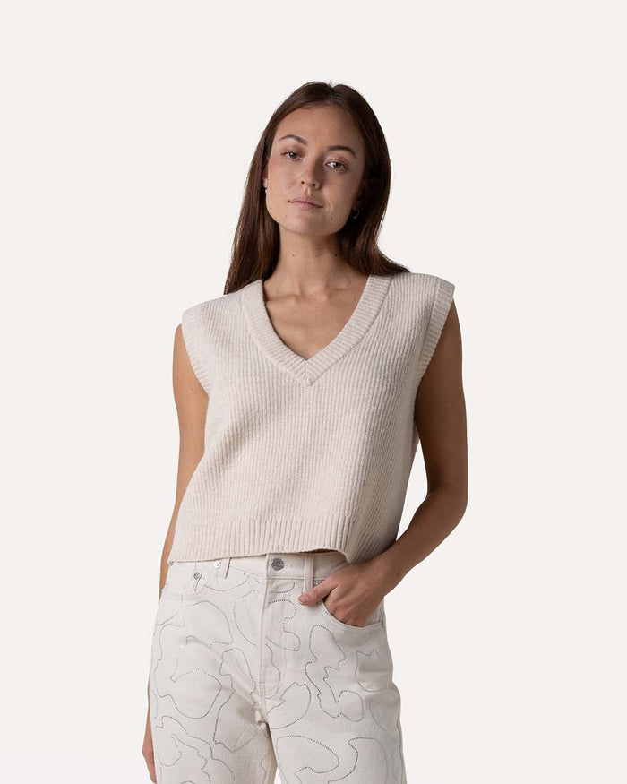 Another Label Noé Knitted Vest Off-white Melee